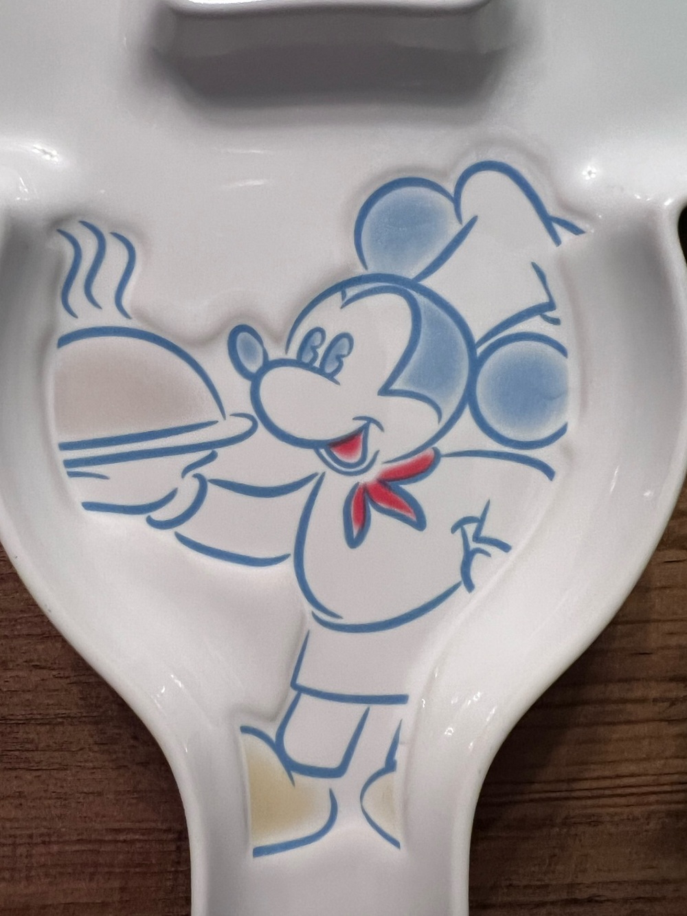 DISNEY PARKS MICKEY MOUSE CERAMIC EARS SPOON REST BLUE/WHITE "CHEF MICKEY” - Picture 7 of 8